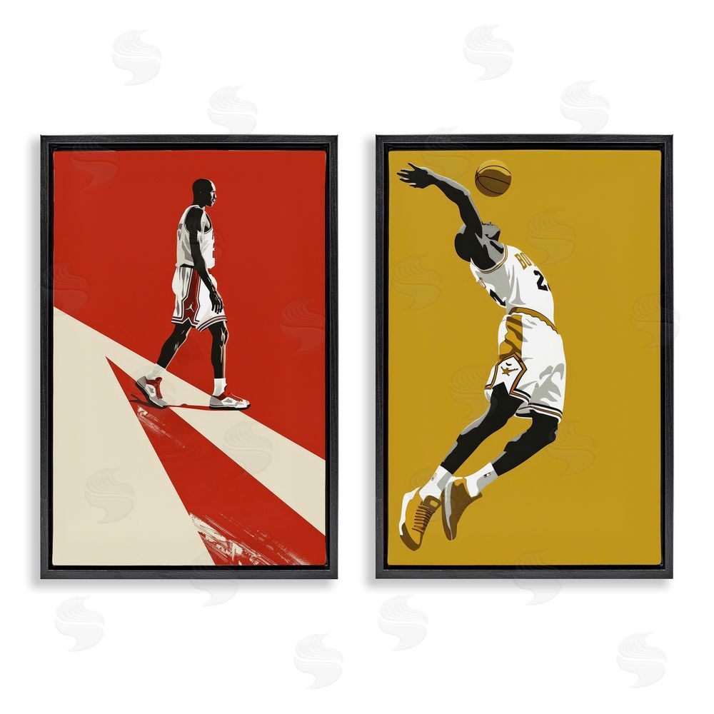 Ray Powers Iconic NBA Champions Black Floating Frame Canvas Wall Art