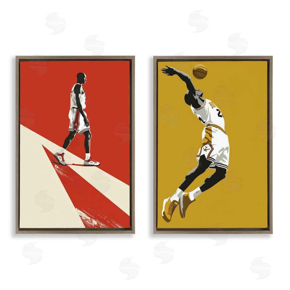 Ray Powers Iconic NBA Champions Brown Floating Frame Canvas Wall Art