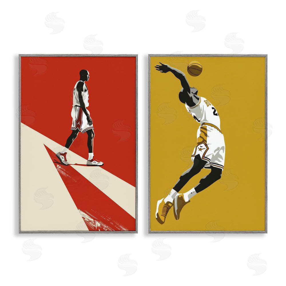 Ray Powers Iconic NBA Champions Gray Framed Giclee Wall Art Print