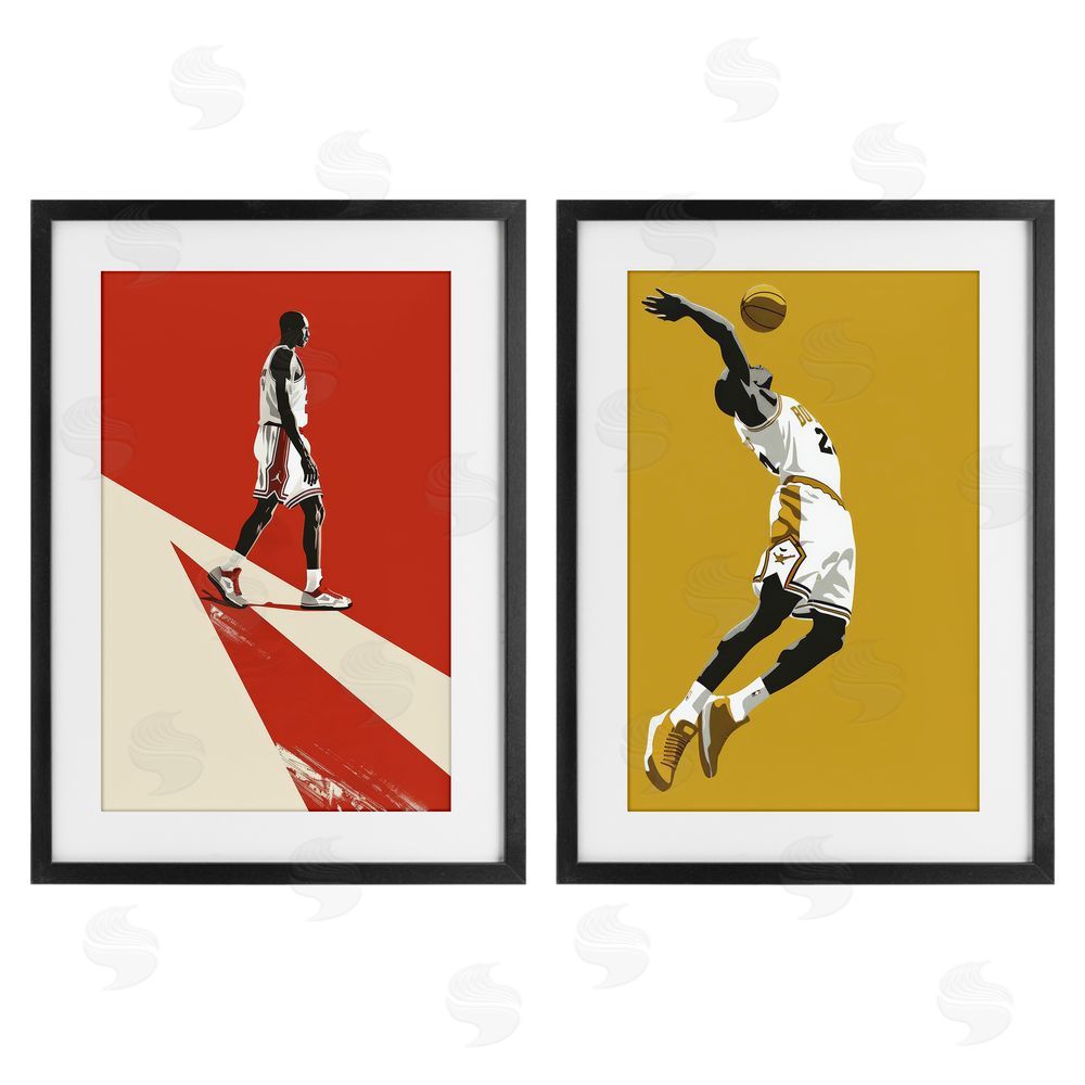 Ray Powers Iconic NBA Champions Black Framed Print Under Glass with Mat Wall Art