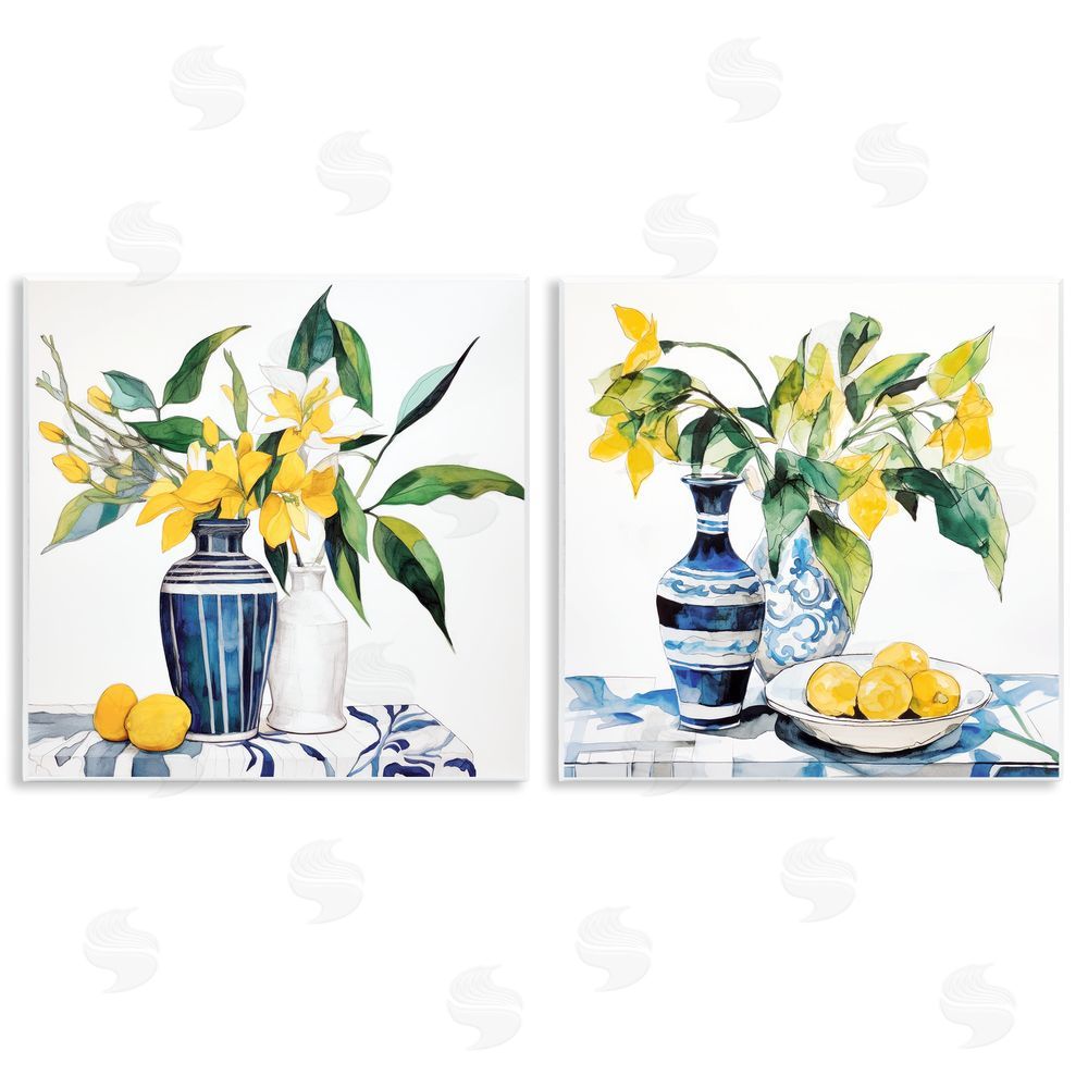 Ray Powers Lemon Blooms Table Setting Wooden Wall Plaque Art Print