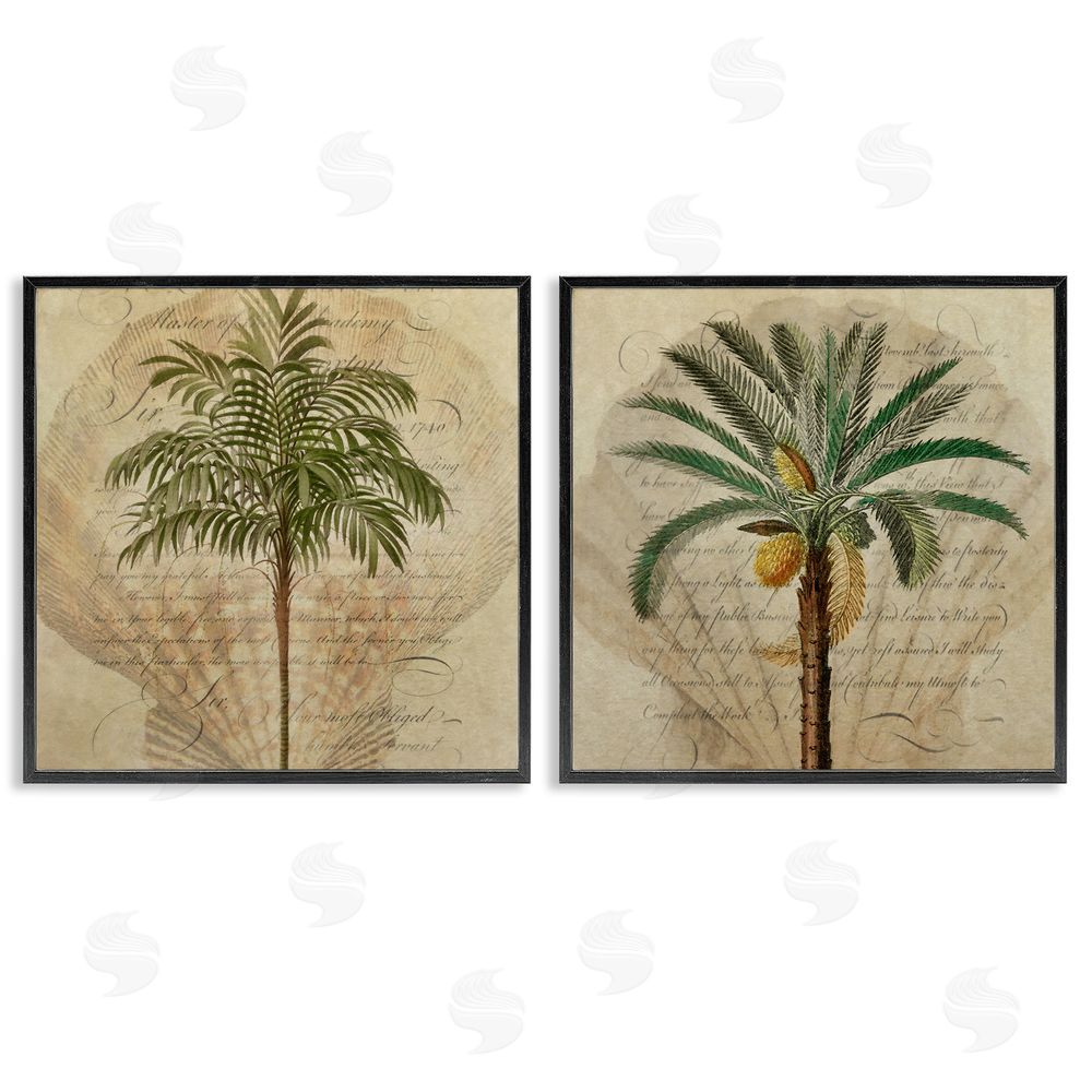 Steve Hunziker Subdued Tropical Palms Black Framed Giclee Wall Art Print