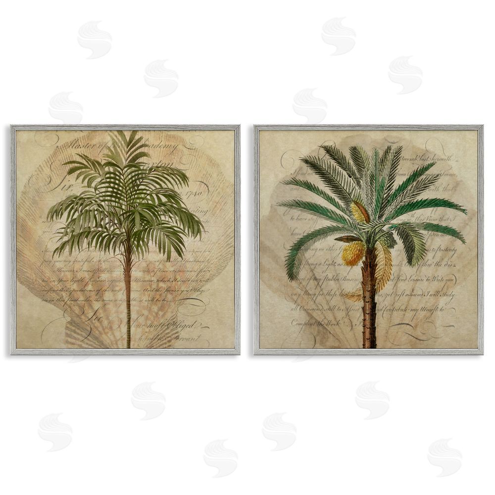 Steve Hunziker Subdued Tropical Palms Gray Framed Giclee Wall Art Print