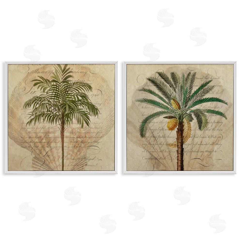 Steve Hunziker Subdued Tropical Palms White Framed Giclee Wall Art Print