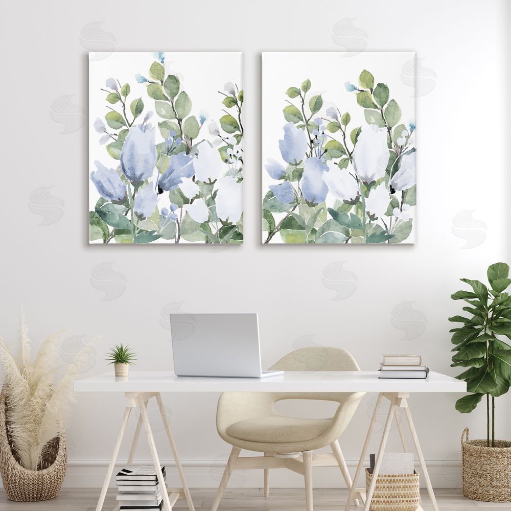 Kim Allen Blue Spring Watercolors Stretched Canvas Wall Art in Room
