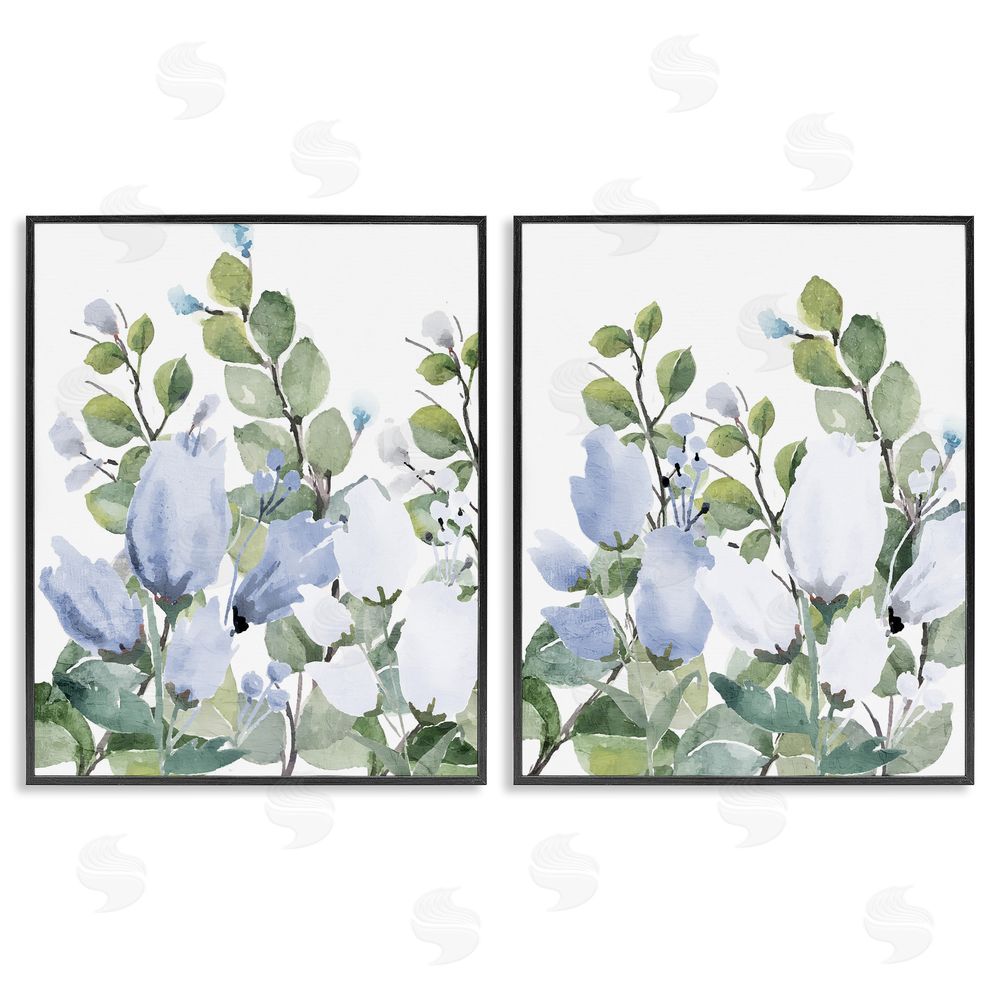 Kim Allen Blue Spring Watercolors Black Framed Giclee Wall Art Print
