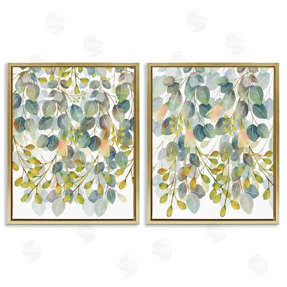 Marcus Prime Layered Ivy Hanging Botanicals Gold Floating Frame Canvas Wall Art