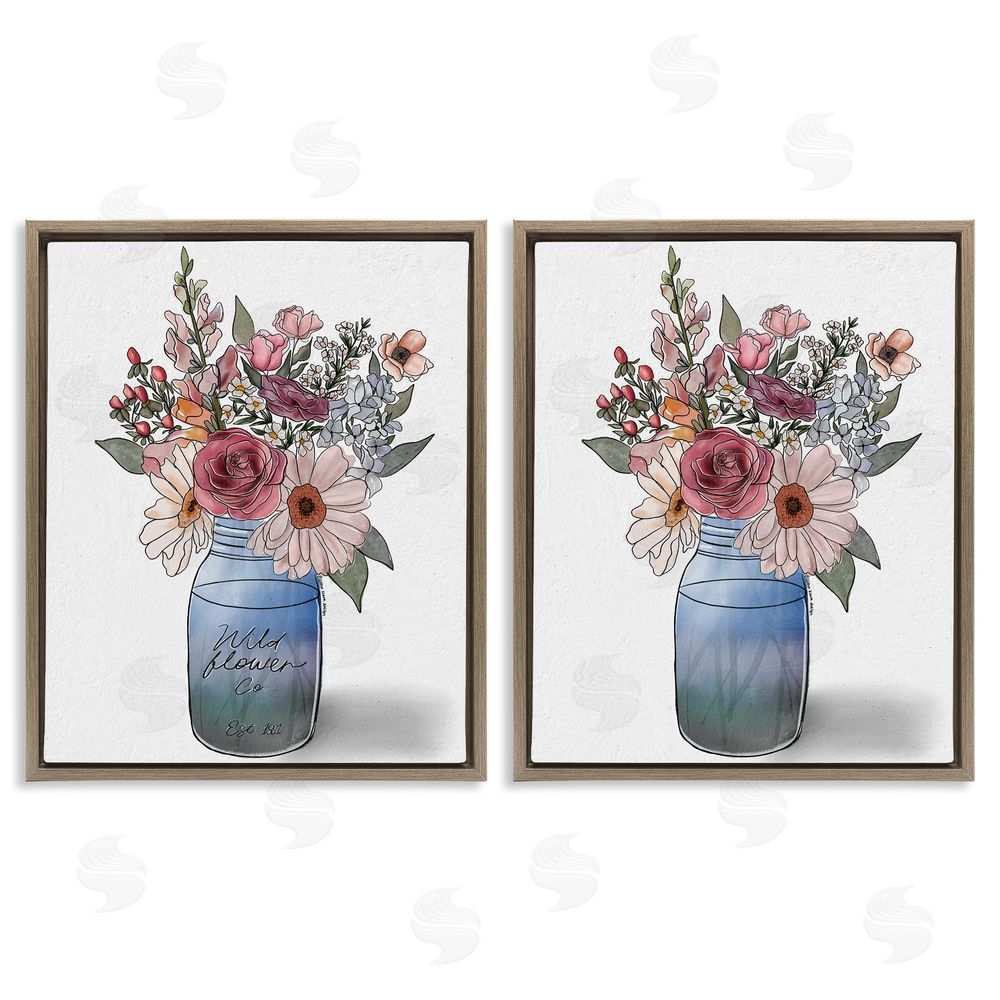 Alisha Kiara Design Farmer's Market Vases Brown Floating Frame Canvas Wall Art