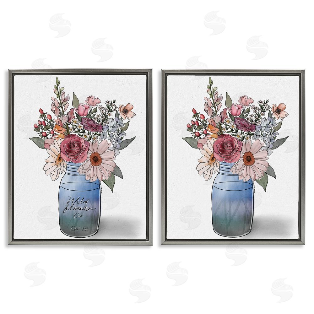 Alisha Kiara Design Farmer's Market Vases Gray Floating Frame Canvas Wall Art
