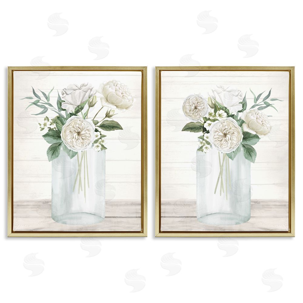 Kim Allen Soft Patience Flowers Gold Floating Frame Canvas Wall Art Print