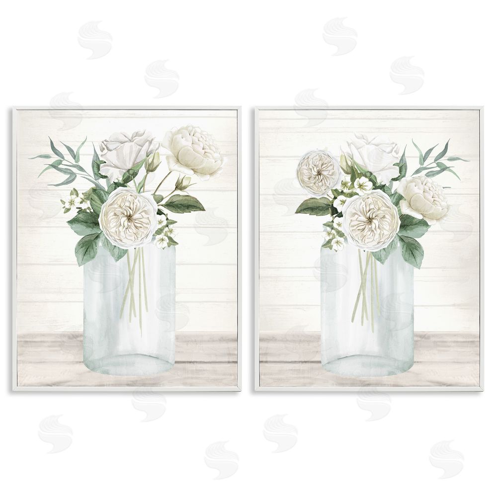 Kim Allen Soft Patience Flowers White Framed Giclee Wall Art Print