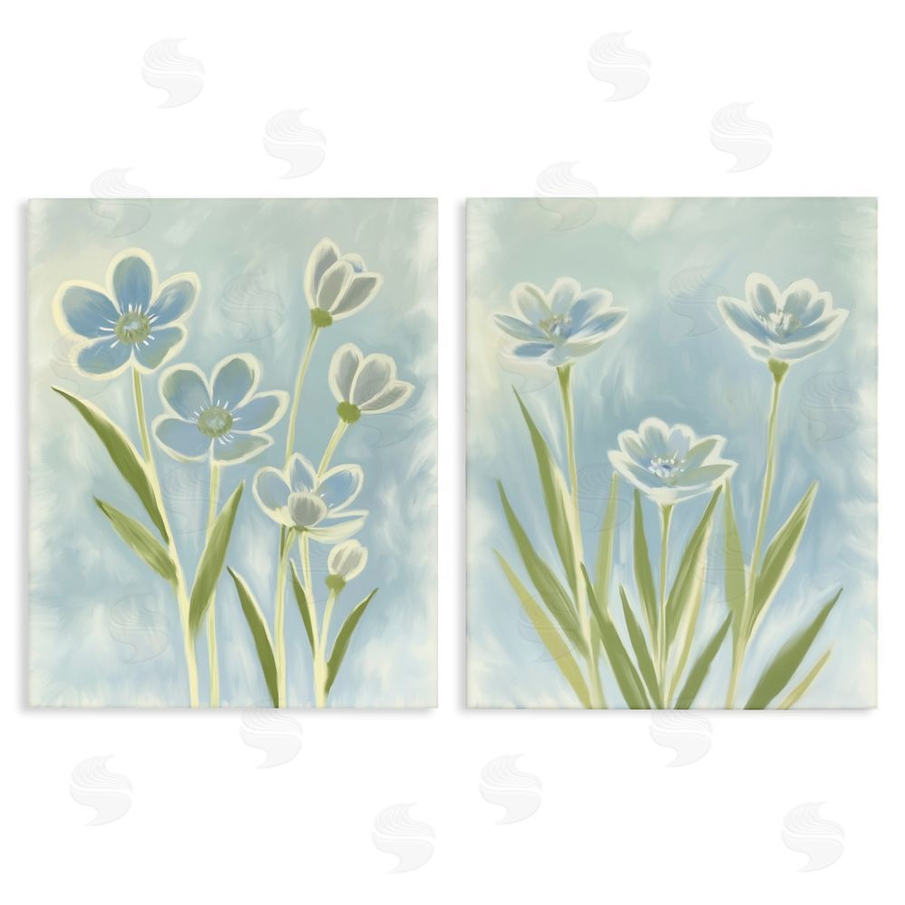 Kim Allen Contoured Blue Petals Stretched Canvas Wall Art Print