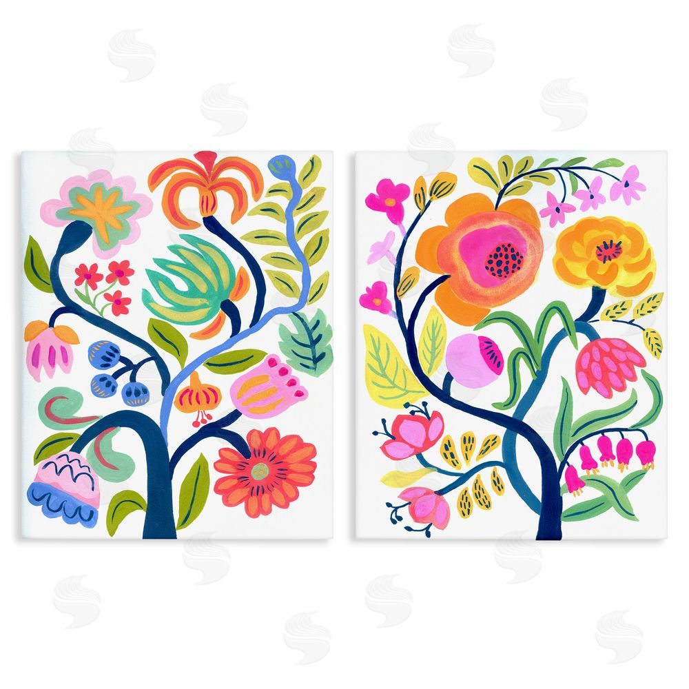 Suzanne Allard Colorful Boho Blue Tree Stretched Canvas Wall Art Print