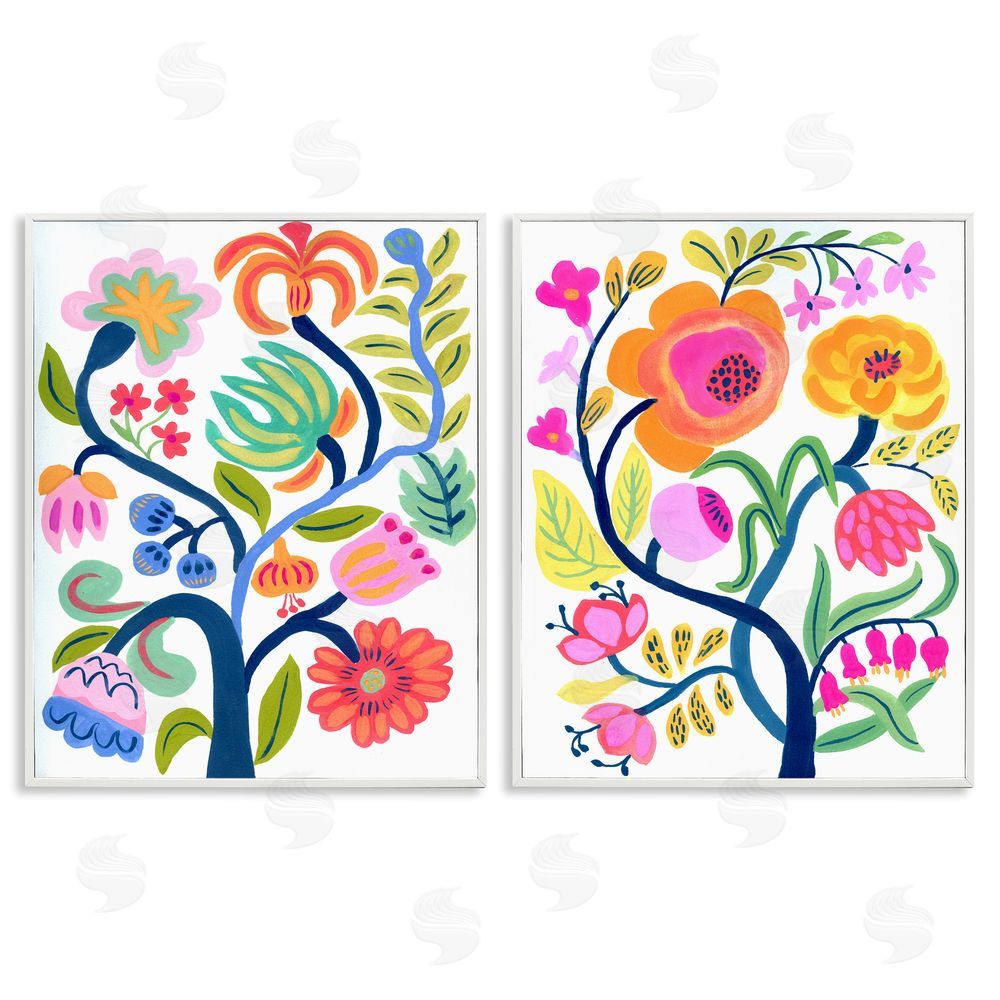 Suzanne Allard Colorful Boho Blue Tree White Framed Giclee Wall Art Print
