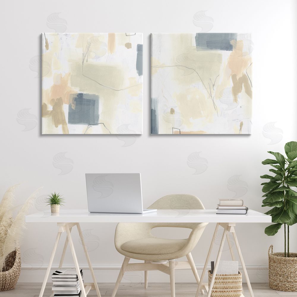 June Erica Vess Muted Plaster Line Stretched Canvas Wall Art Print in Room