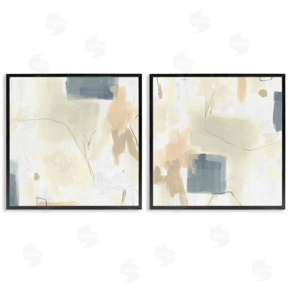 June Erica Vess Muted Plaster Line Black Framed Giclee Wall Art Print