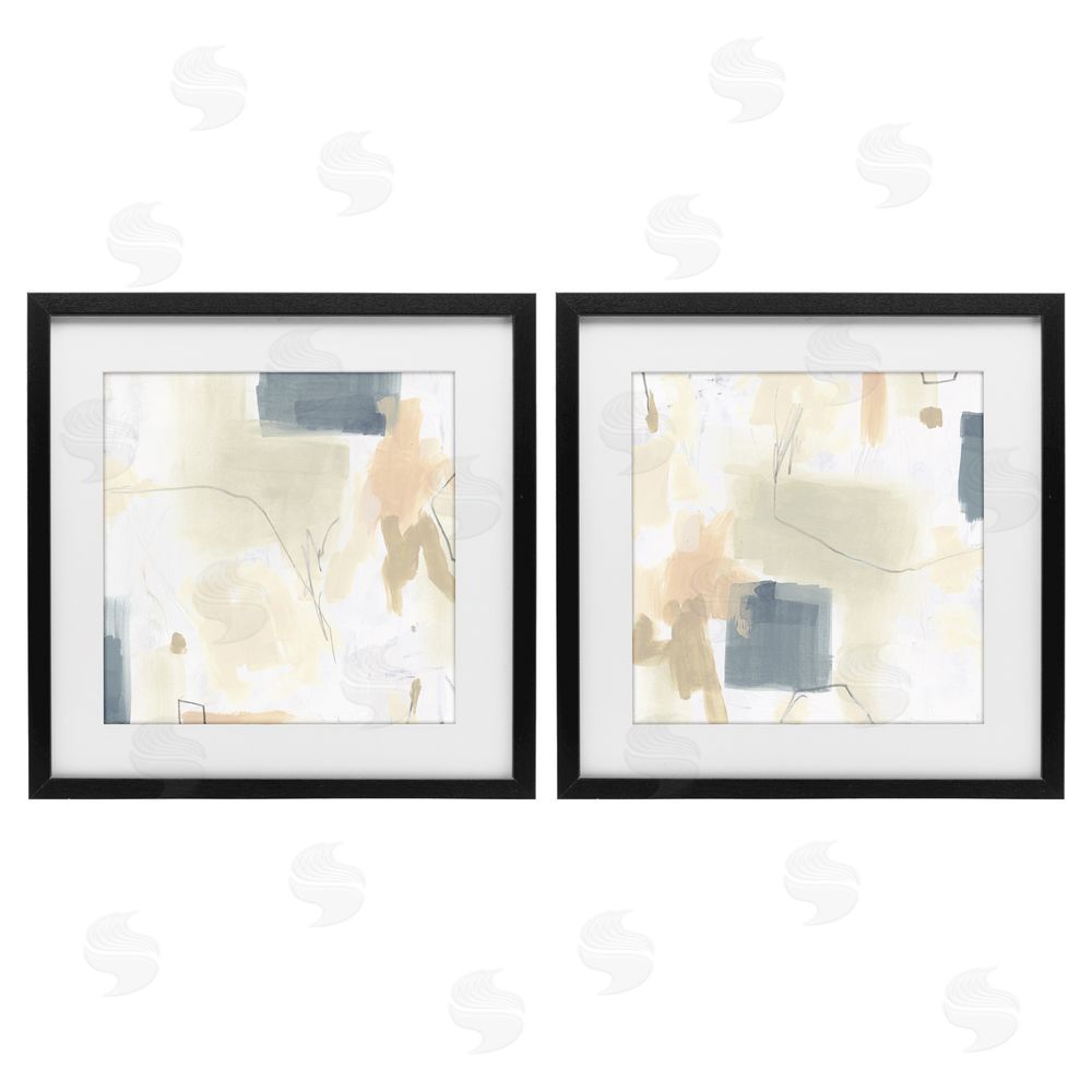 June Erica Vess Muted Plaster Line Black Framed Print Under Glass Wall Art