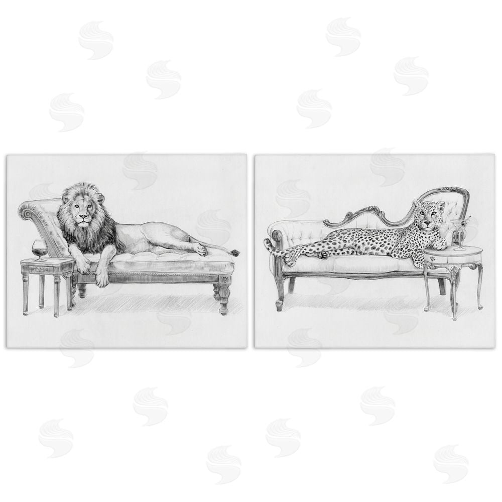 Victoria Barnes Lounging Beasts Wildlife Stretched Canvas Wall Art
