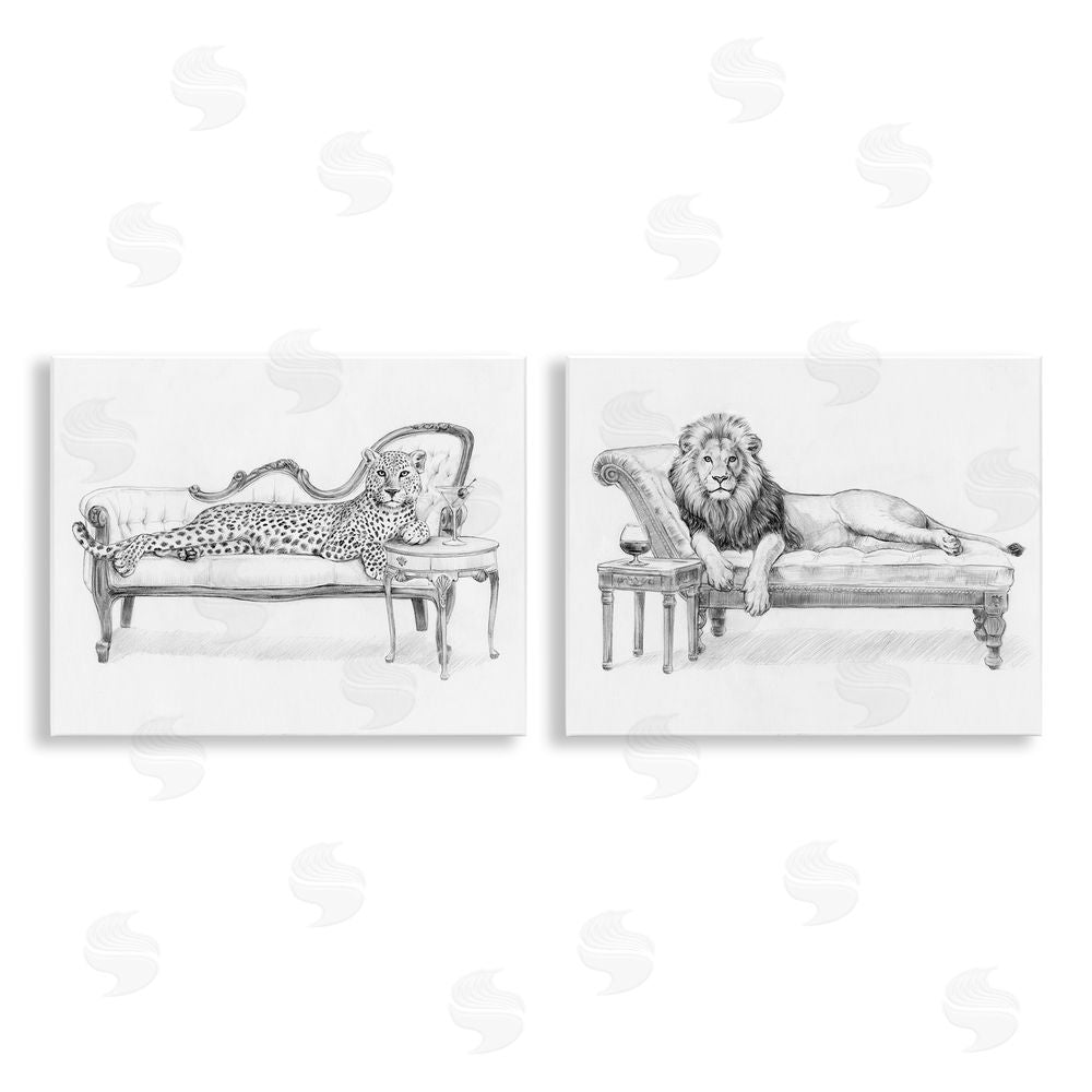 Victoria Barnes Lounging Beasts Wildlife Wooden Wall Plaque Art Print