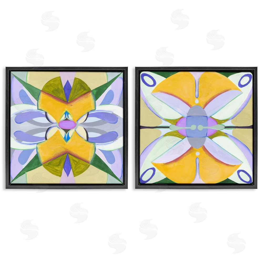 Melissa Wang Kaleidoscopic Revival Hues Black Floating Frame Canvas Wall Art