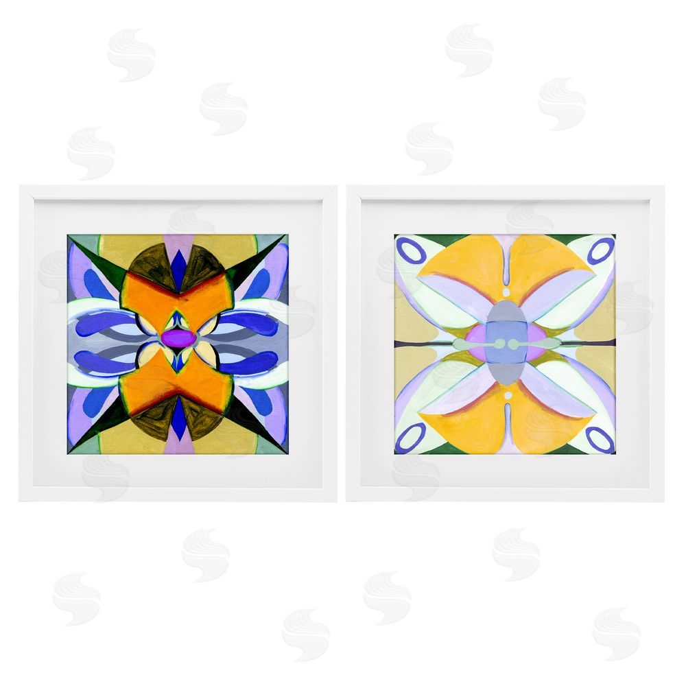 Melissa Wang Kaleidoscopic Revival Hues White Framed Print Under Glass with Mat Wall Art