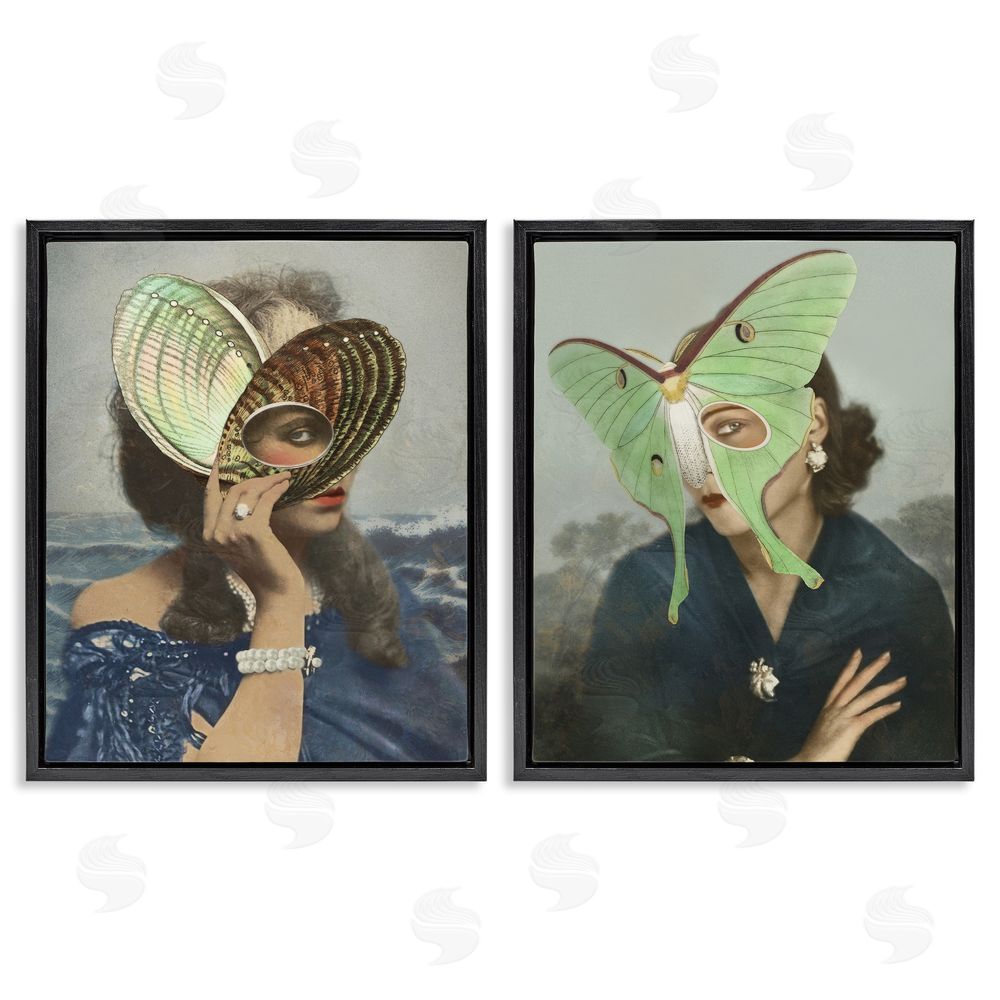 Victoria Barnes Naturalist Women Portraits Black Floating Frame Canvas Wall Art Print