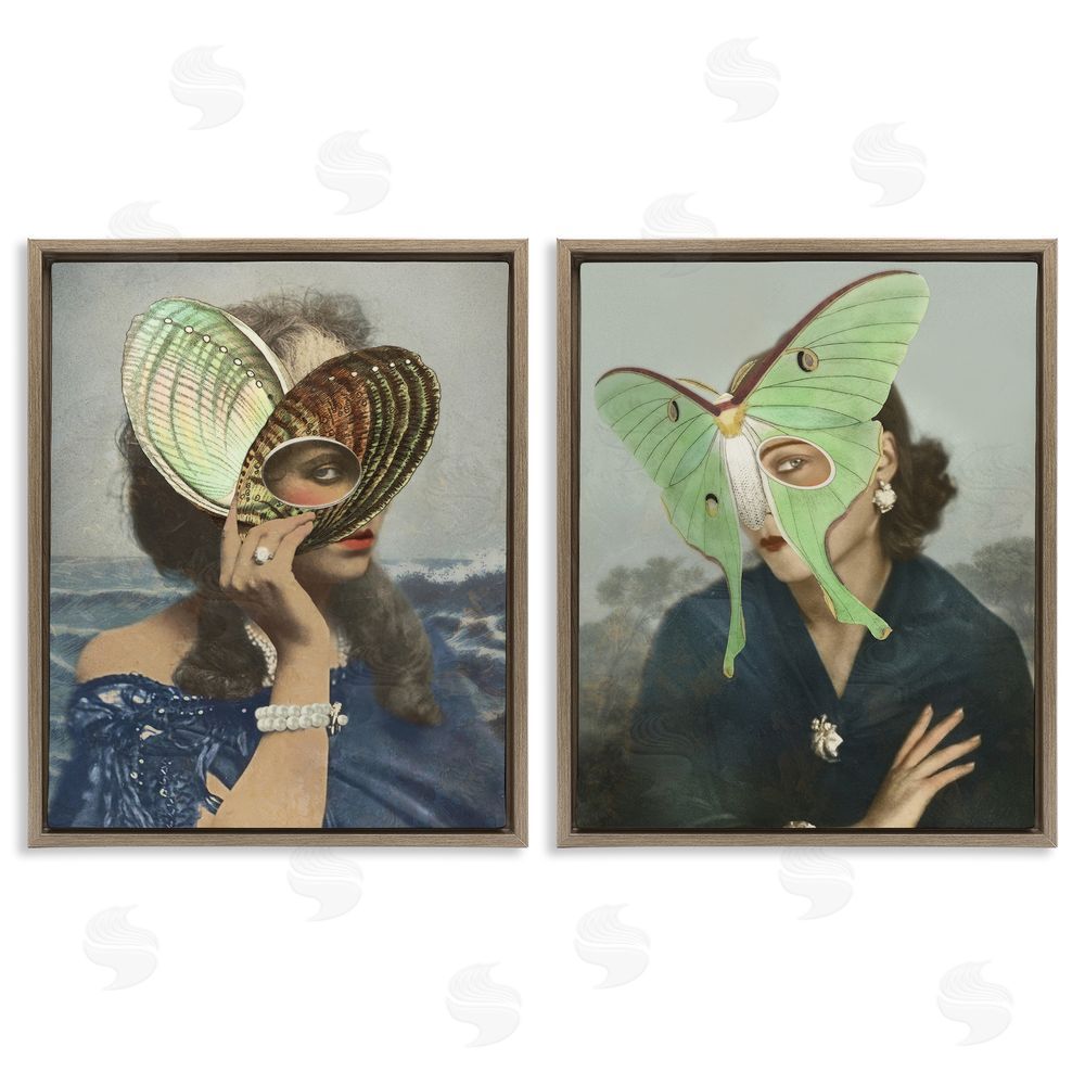 Victoria Barnes Naturalist Women Portraits Brown Floating Frame Canvas Wall Art Print