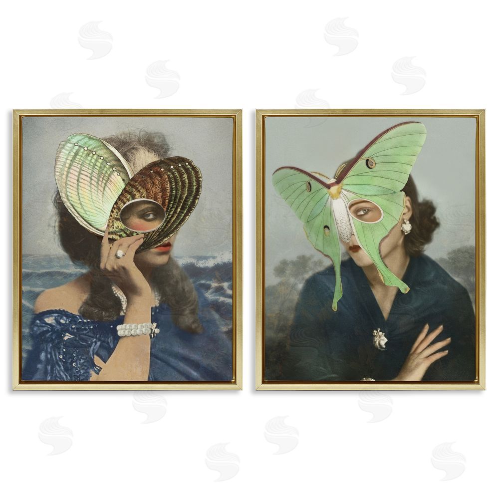 Victoria Barnes Naturalist Women Portraits Gold Floating Frame Canvas Wall Art Print