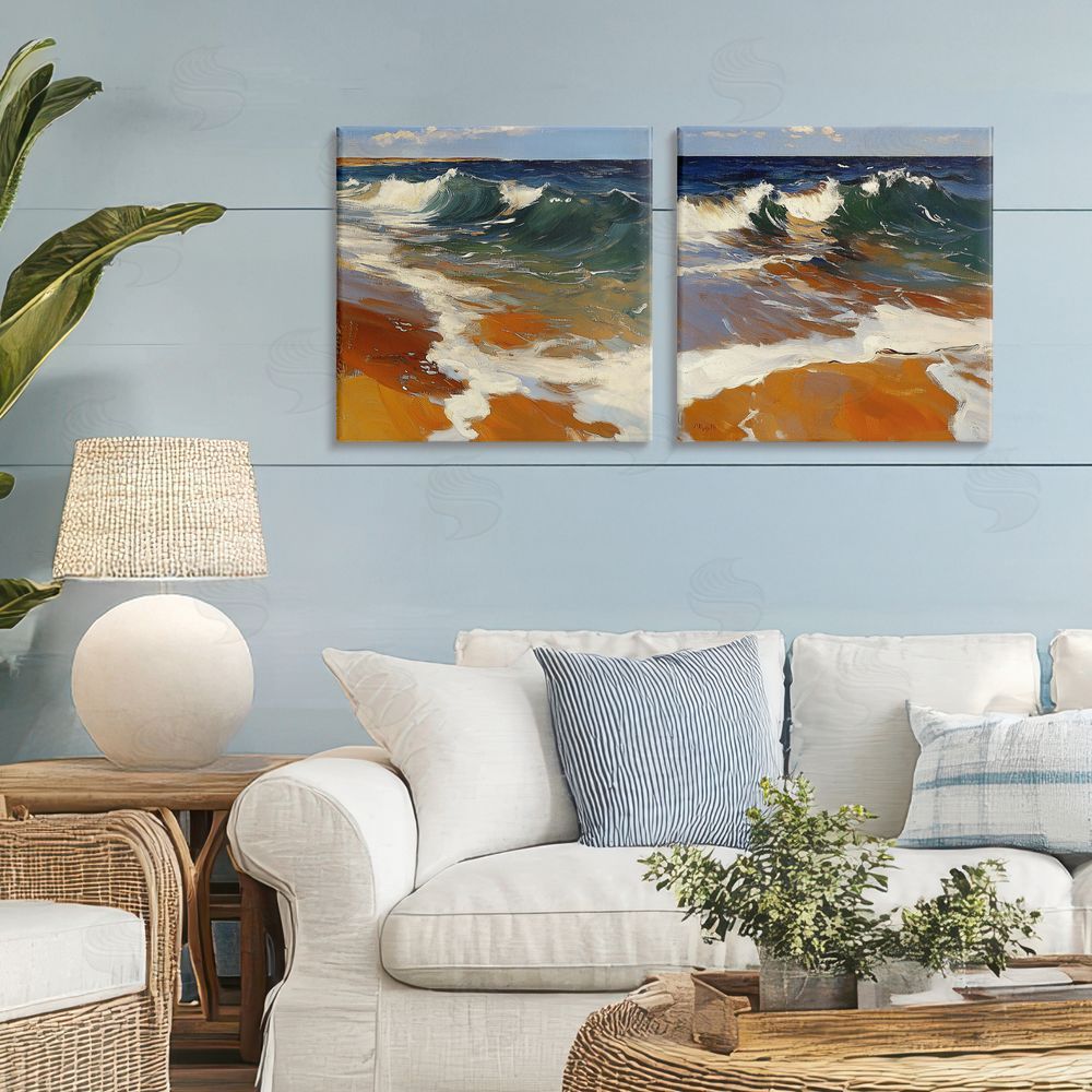Walker Noble Glassy Coastal Break Stretched Canvas Wall Art in Room