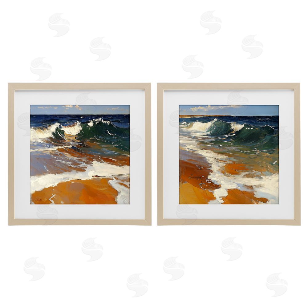 Walker Noble Glassy Coastal Break Brown Framed Print Under Glass with Mat Wall Art