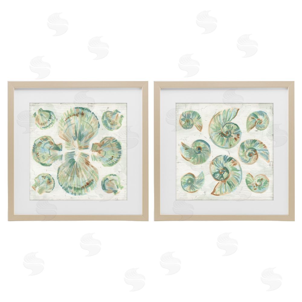 June Erica Vess Saltwashed Seashells Pattern Brown Framed Print Under Glass Wall Art