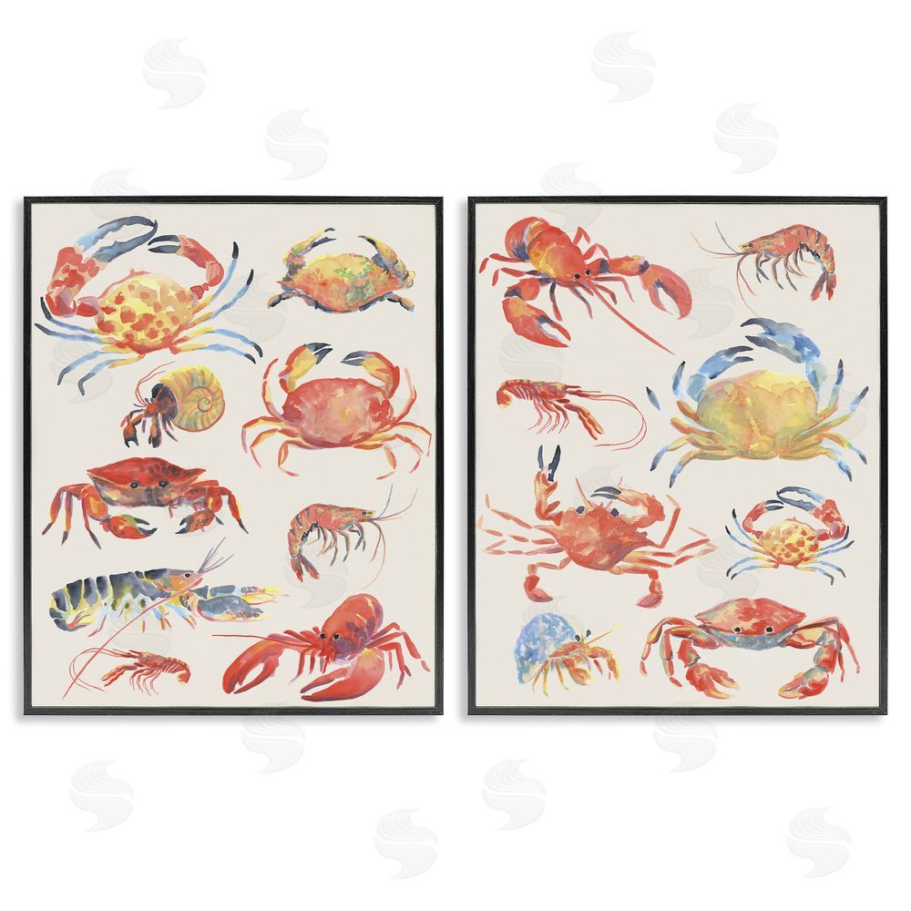 June Erica Vess Aquatic Crustacean Collection Black Framed Giclee Wall Art Print