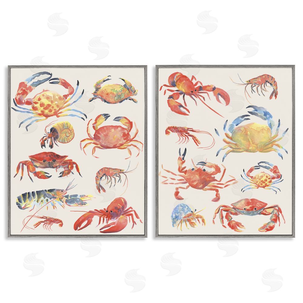 June Erica Vess Aquatic Crustacean Collection Gray Framed Giclee Wall Art Print