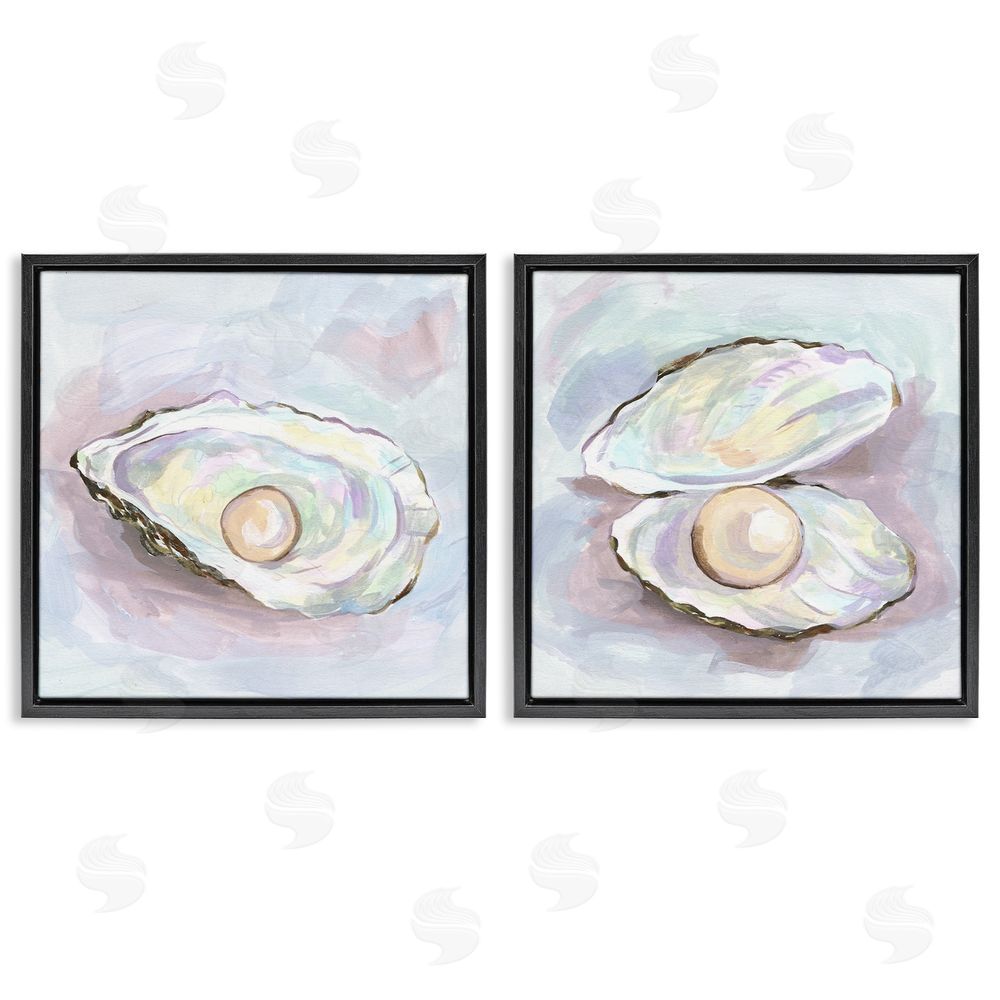 Melissa Wang Aquatic Silent Opals Black Floating Frame Canvas Wall Art Print