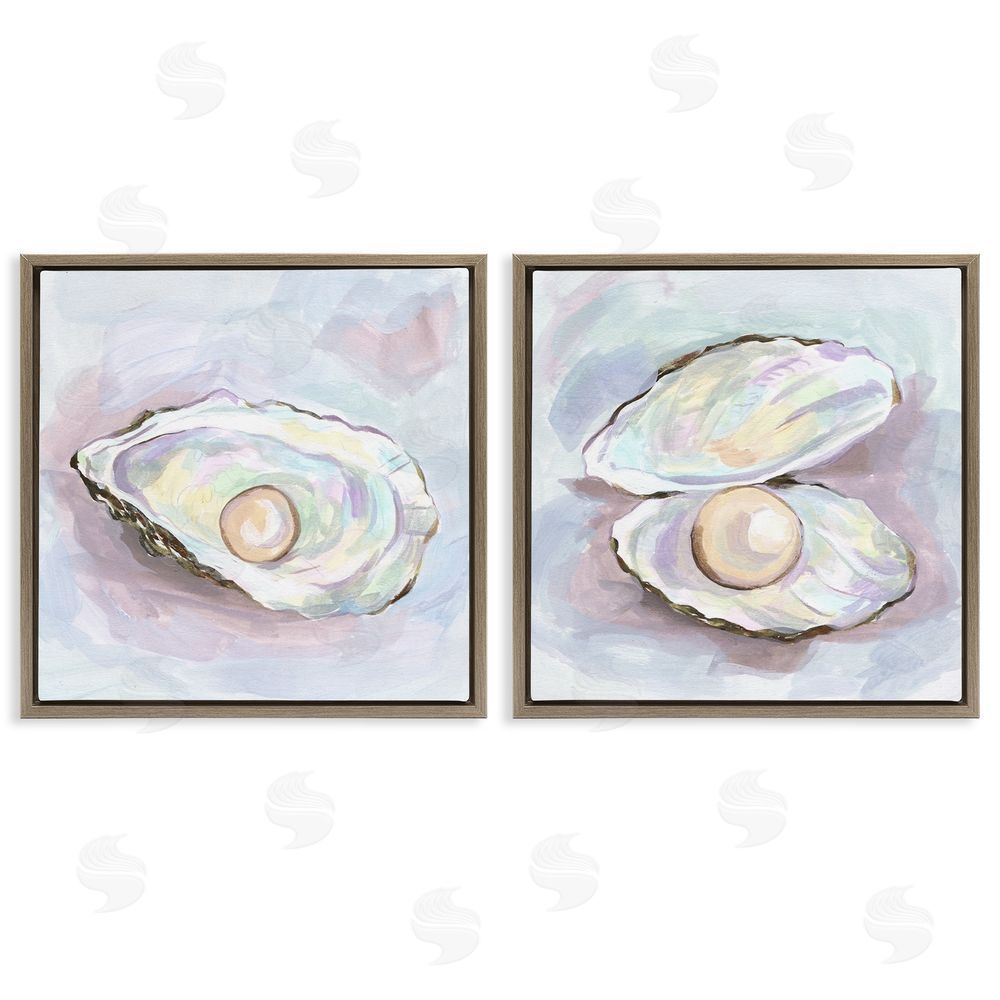 Melissa Wang Aquatic Silent Opals Brown Floating Frame Canvas Wall Art Print