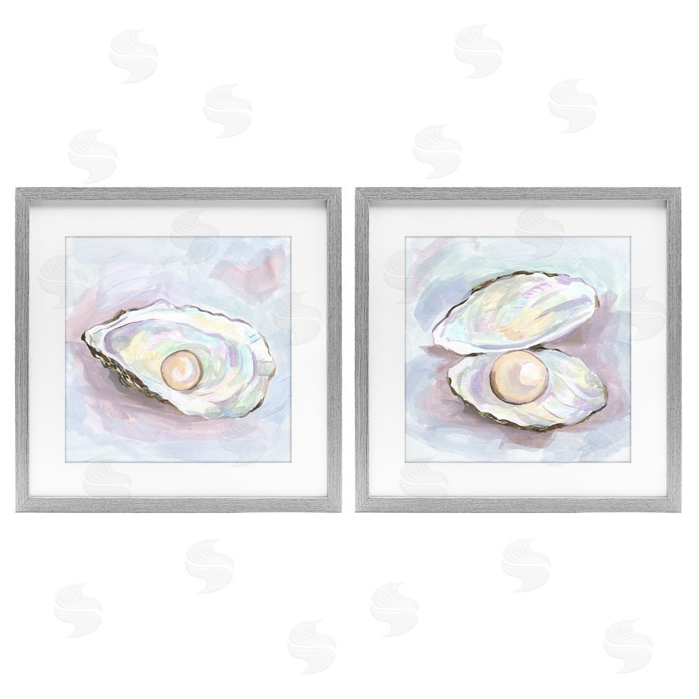 Melissa Wang Aquatic Silent Opals Gray Framed Print Under Glass Wall Art