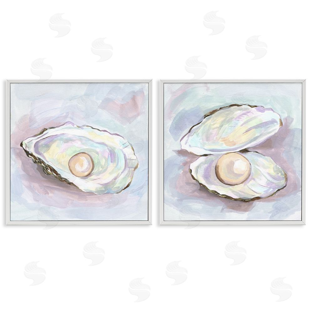 Melissa Wang Aquatic Silent Opals White Framed Giclee Wall Art Print