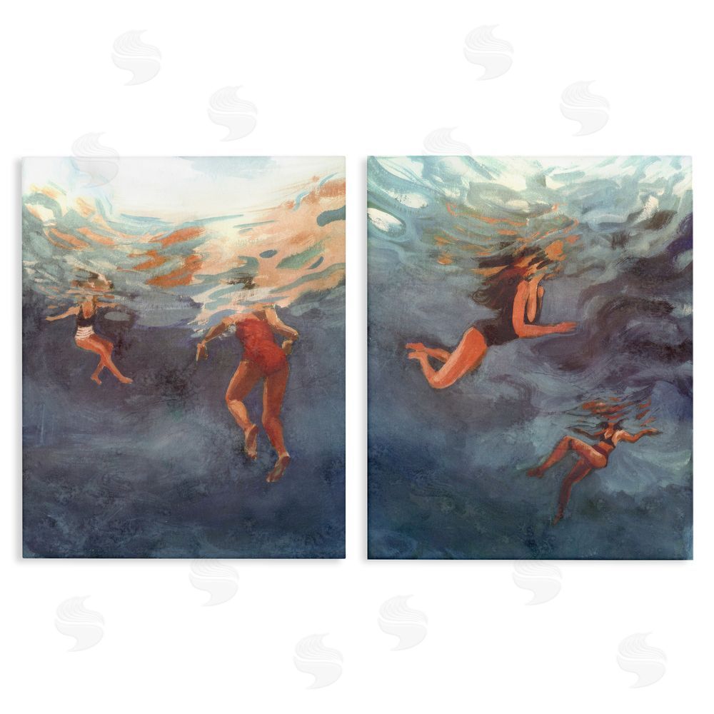 Victoria Barnes Swimming Summer's Dance Stretched Canvas Wall Art Print