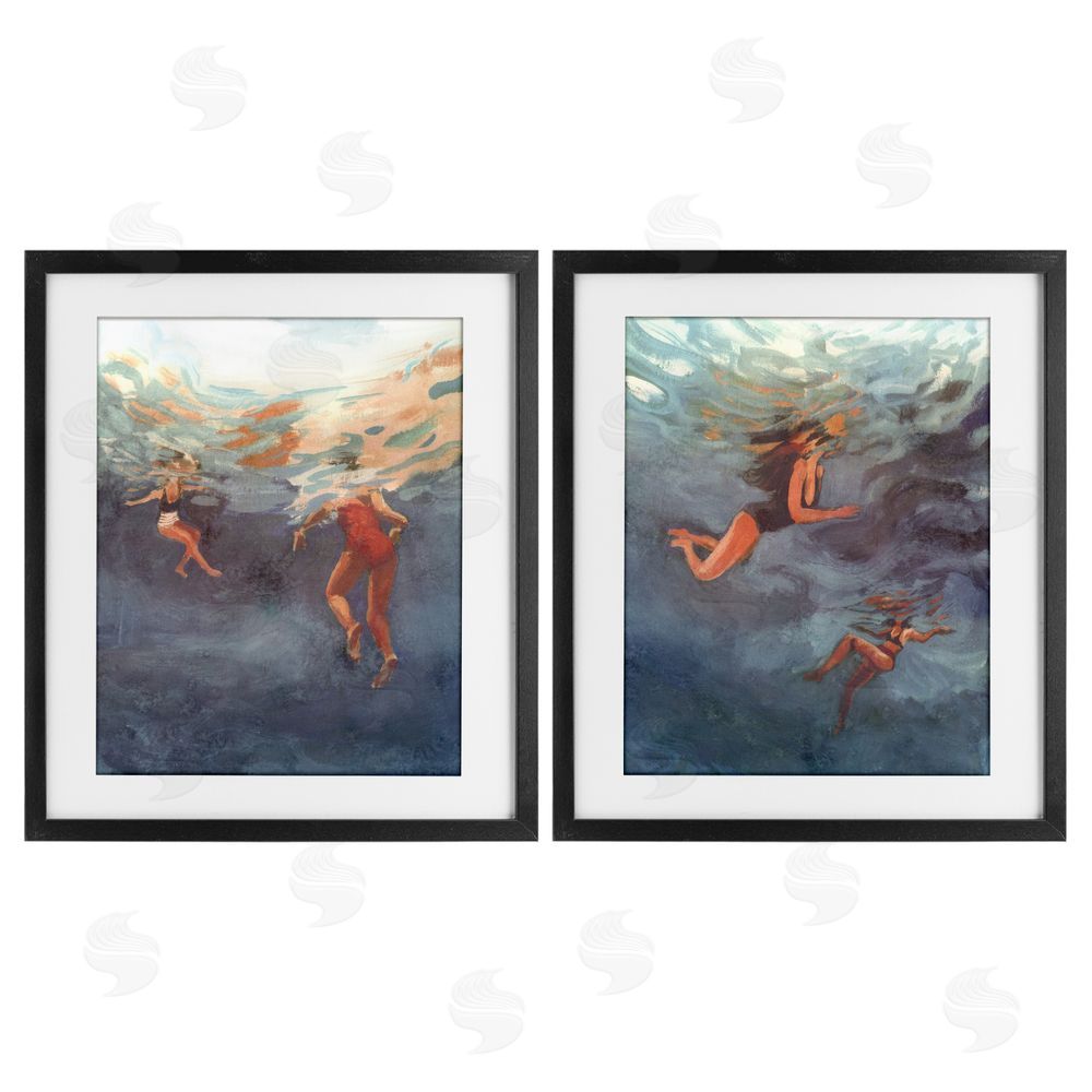 Victoria Barnes Swimming Summer's Dance Black Framed Print Under Glass Wall Art