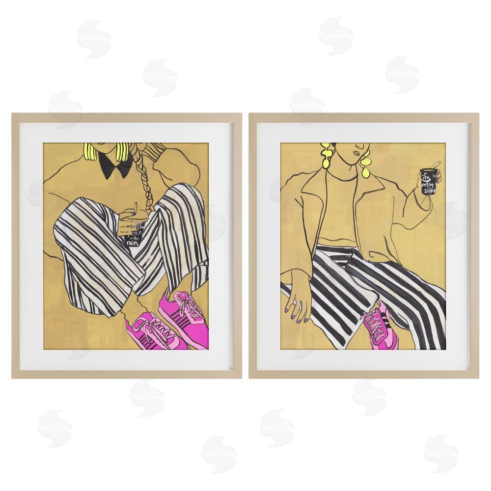 Melissa Wang Crimson Thread Fashion Poses Birch Framed Print Under Glass Wall Art