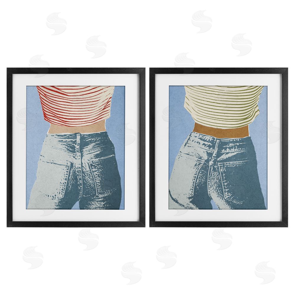Victoria Barnes Favorite Jeans with Striped Shirt Black Framed Print Under Glass with Mat Wall Art