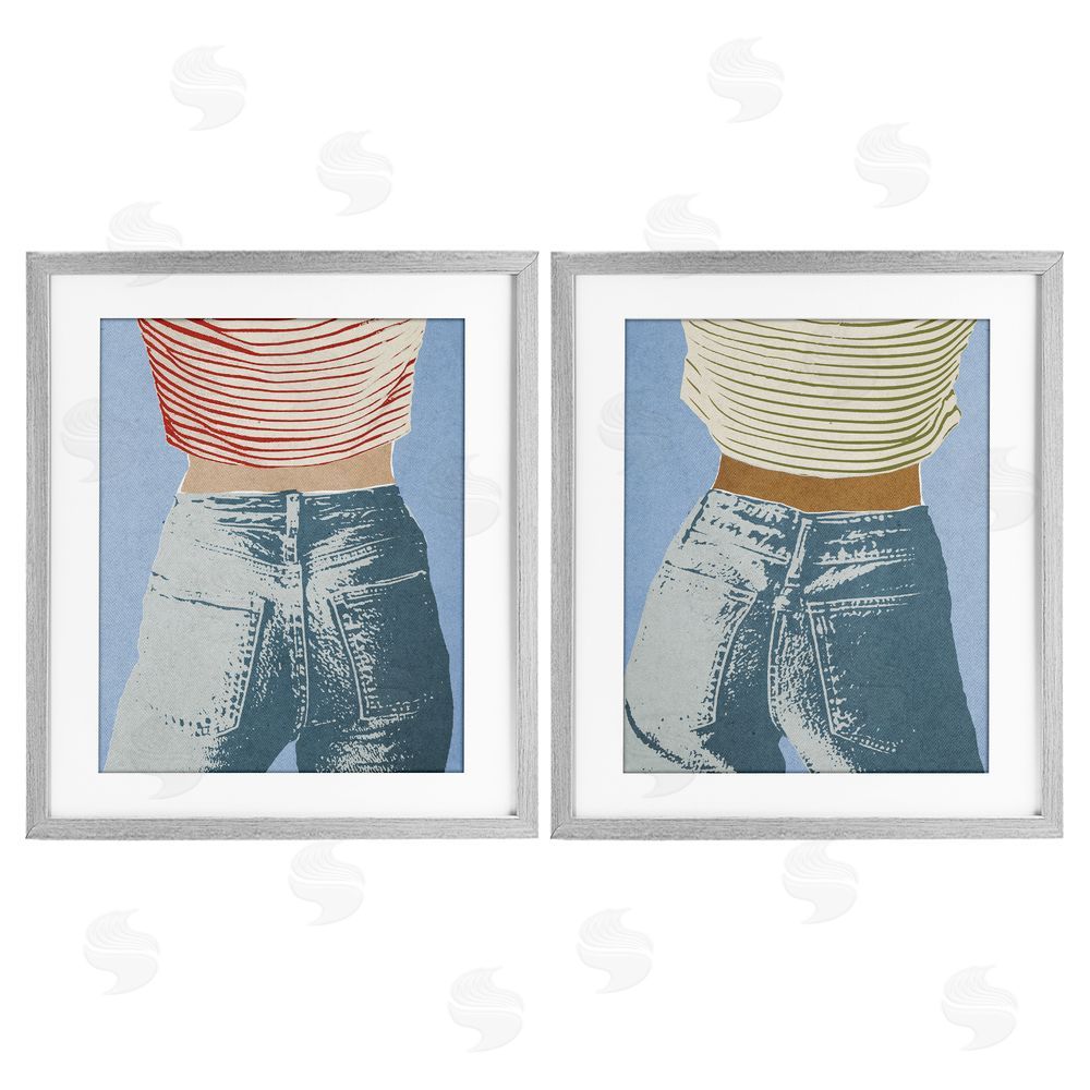 Victoria Barnes Favorite Jeans with Striped Shirt Gray Framed Print Under Glass with Mat Wall Art