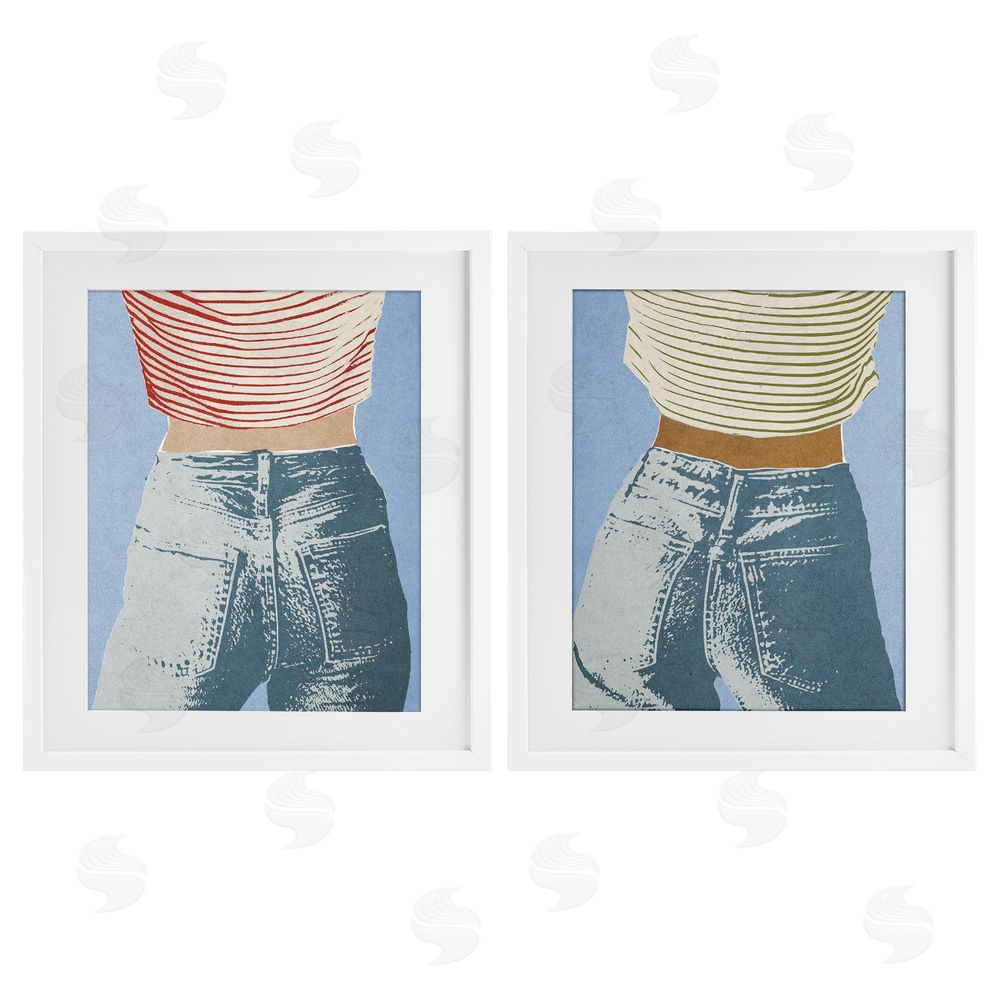 Victoria Barnes Favorite Jeans with Striped Shirt White Framed Print Under Glass with Mat Wall Art
