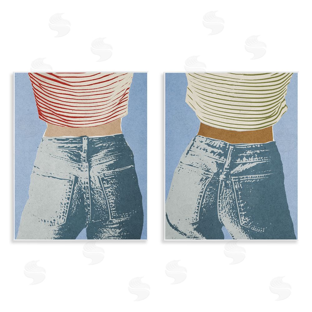 Victoria Barnes Favorite Jeans with Striped Shirt Wooden Wall Plaque Art Print