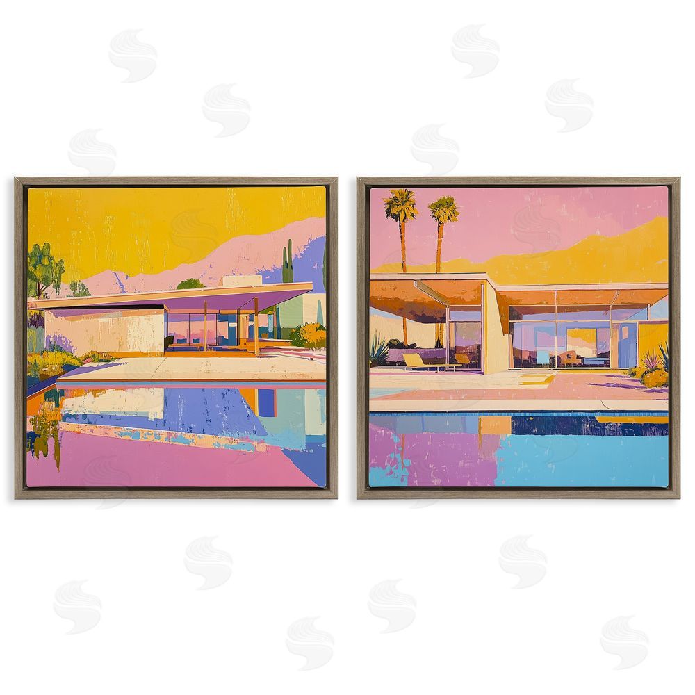 Walker Noble Case Study Villa Brown Floating Frame Canvas Wall Art Print