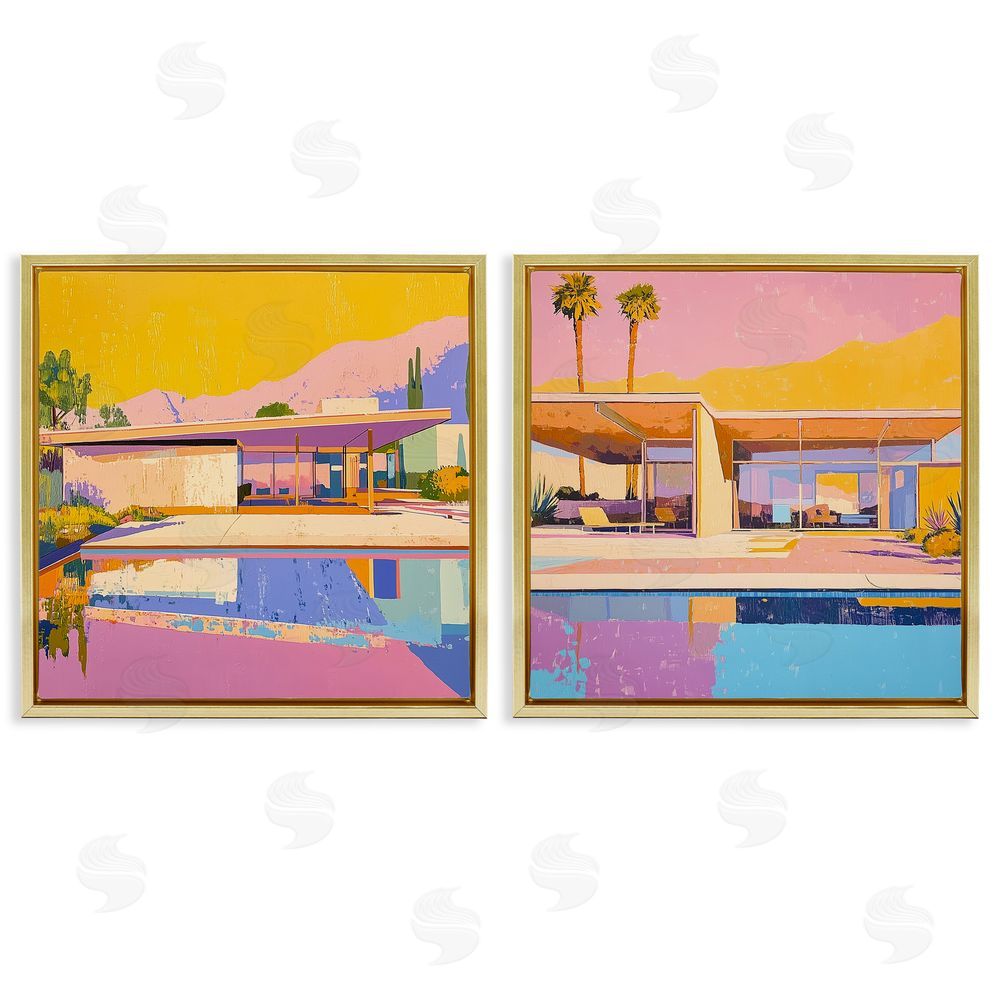 Walker Noble Case Study Villa Gold Floating Frame Canvas Wall Art Print