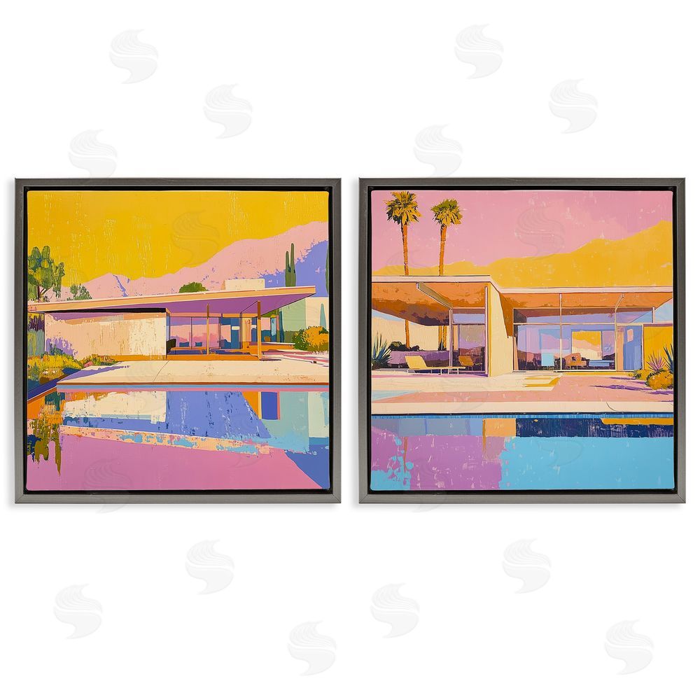 Walker Noble Case Study Villa Gray Floating Frame Canvas Wall Art Print