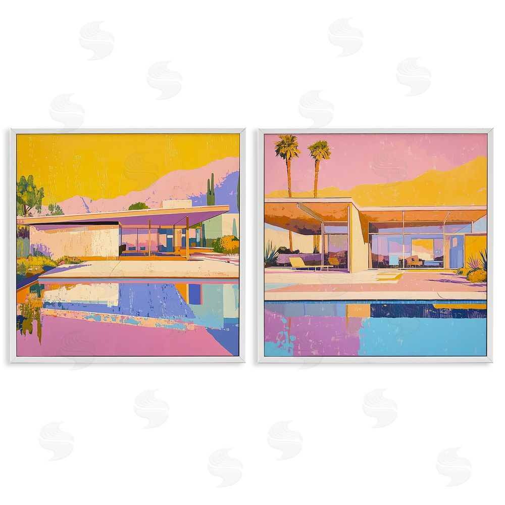 Walker Noble Case Study Villa White Framed Giclee Wall Art Print