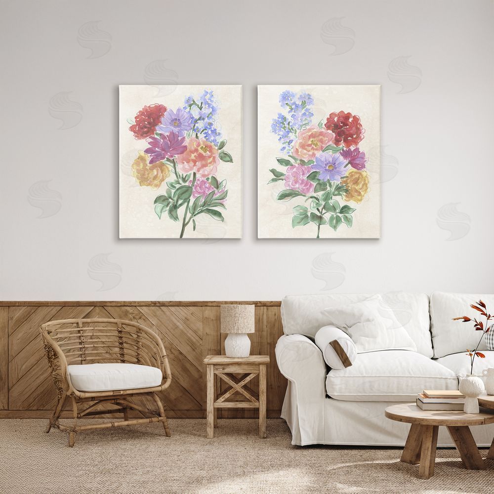 June Erica Vess Spring Blooms on Parchment Stretched Canvas Wall Art Print in Room