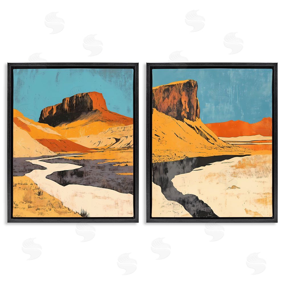 Walker Noble Desert Canyon Pass Black Floating Frame Canvas Wall Art